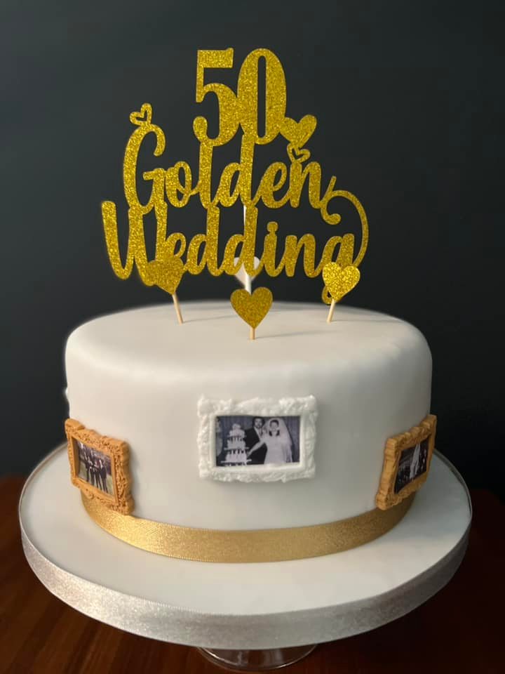 Golden wedding cake